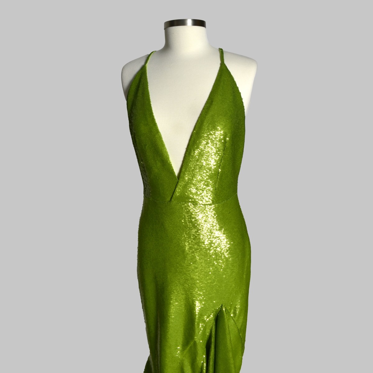 Tom Ford Grass Green Sequin Long Dress