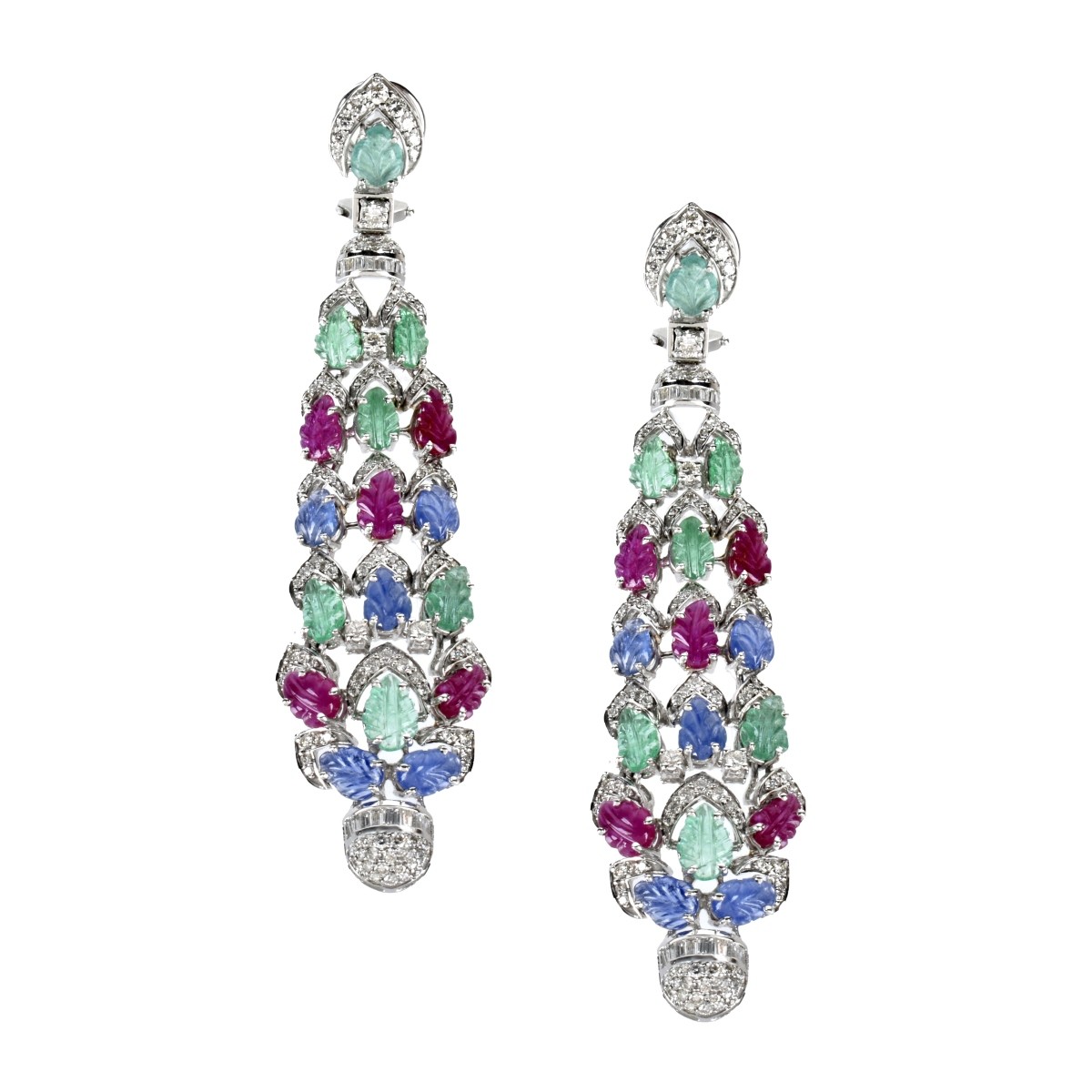 Gemstone, Diamond and 18K Earrings