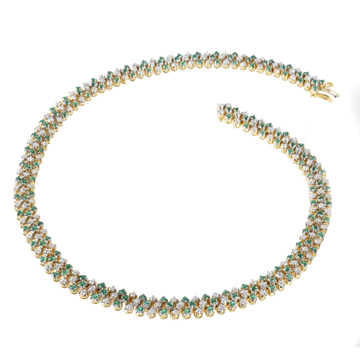 Diamond, Emerald and 18K Necklace