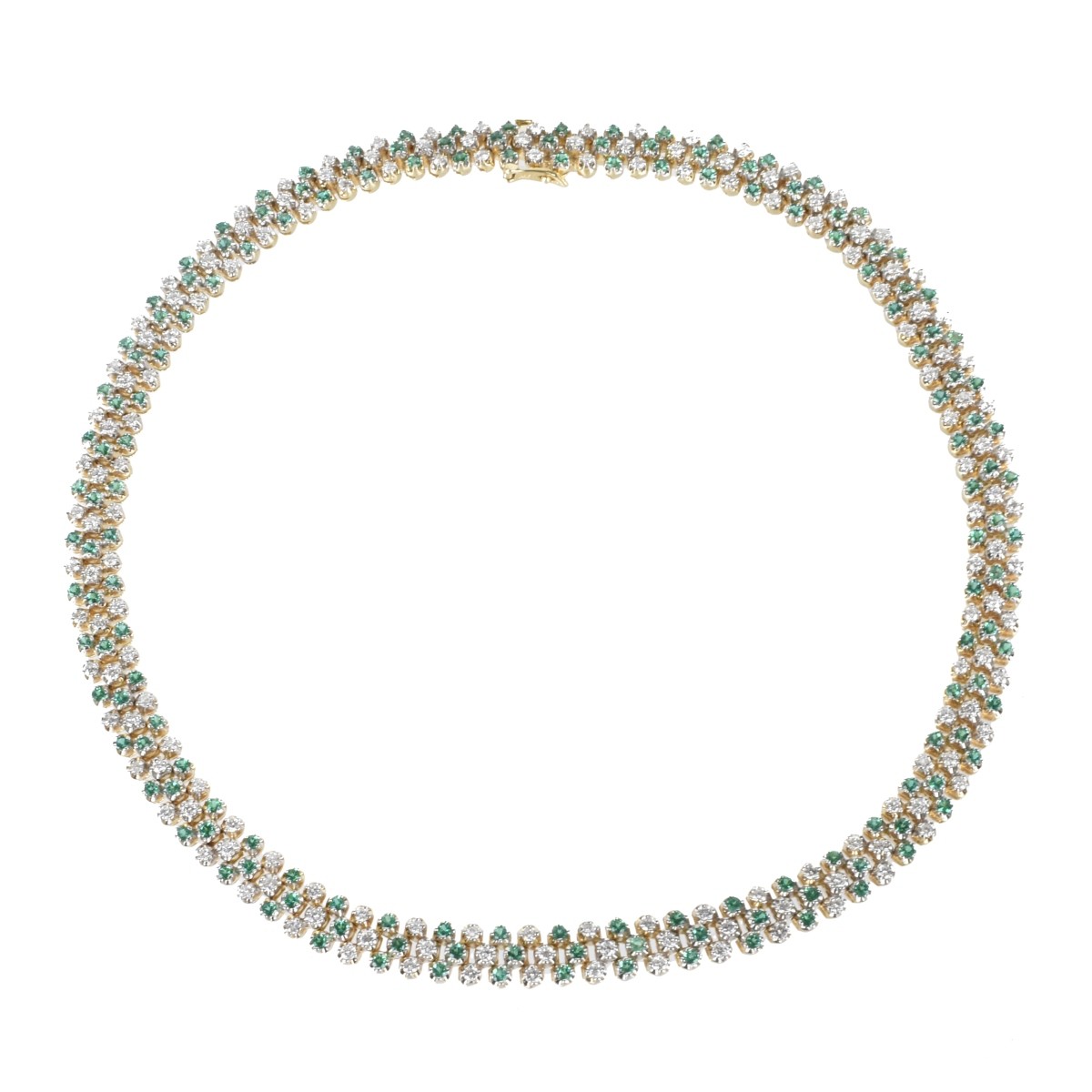 Diamond, Emerald and 18K Necklace