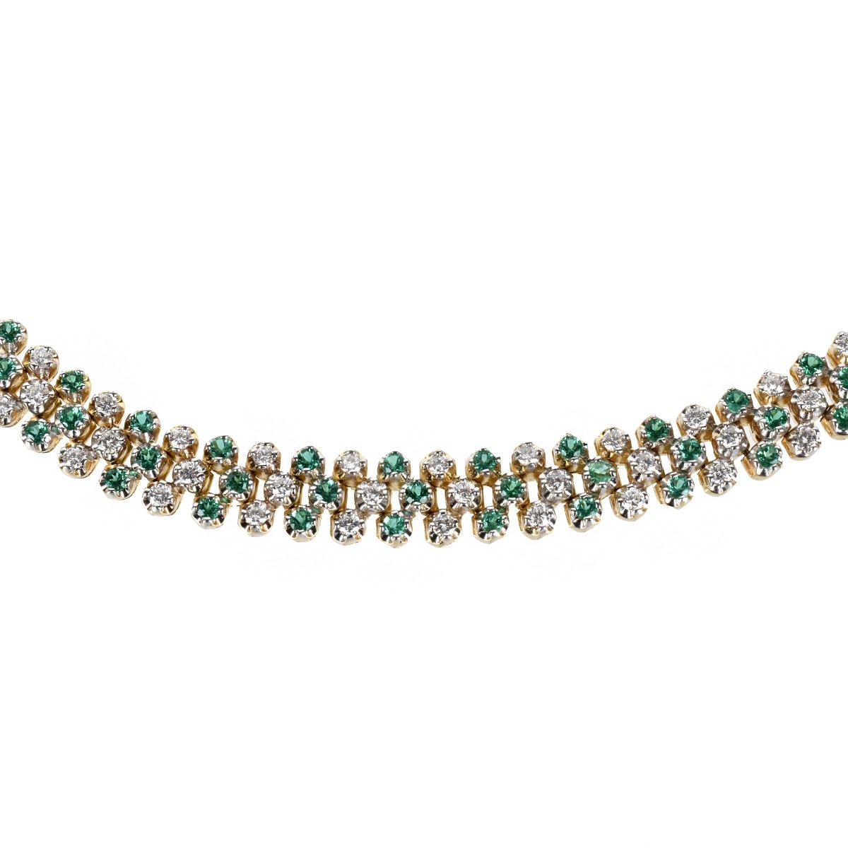 Diamond, Emerald and 18K Necklace