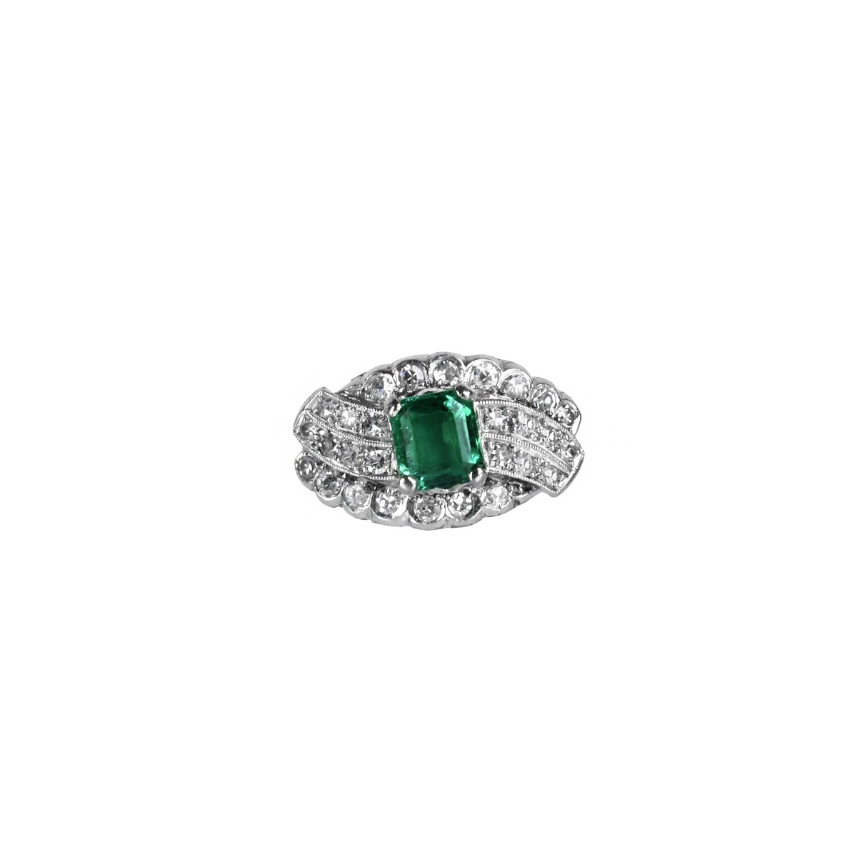 AGL Emerald, Diamond and 14K Ring