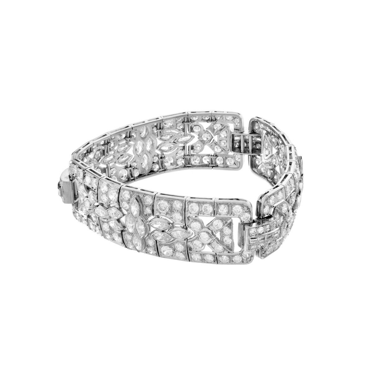 Deco Diamond and Platinum Bracelet