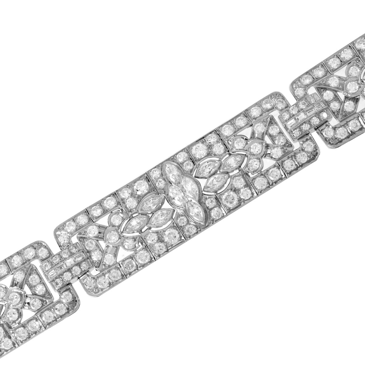 Deco Diamond and Platinum Bracelet