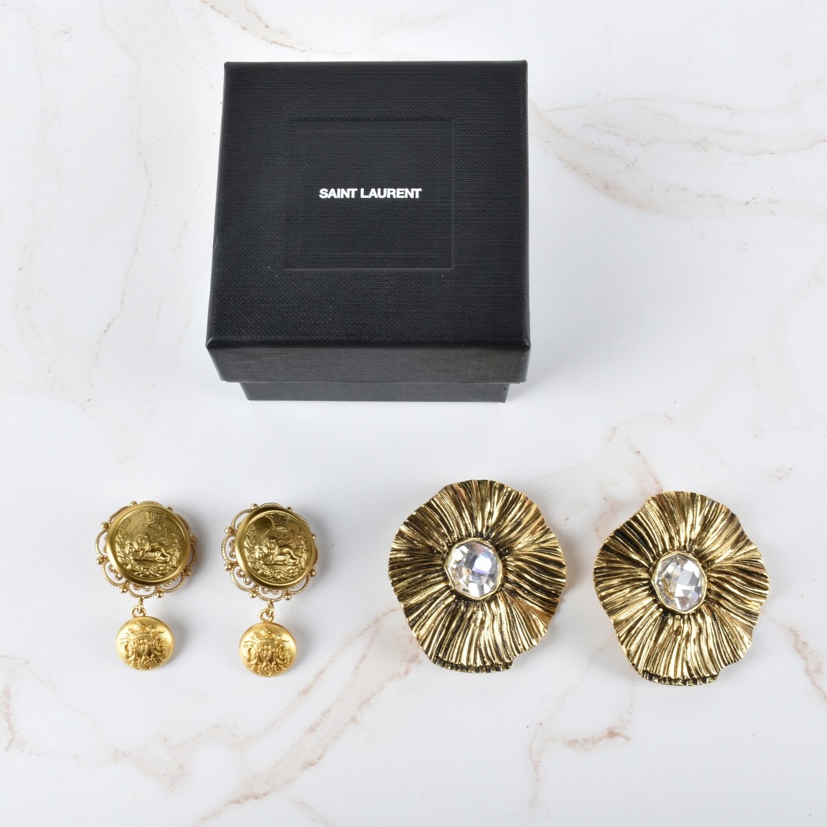 Two Pair Saint Laurent Paris Earrings