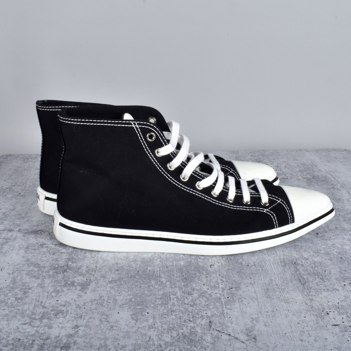 Prada Pointy Toe Black High Top Sneakers