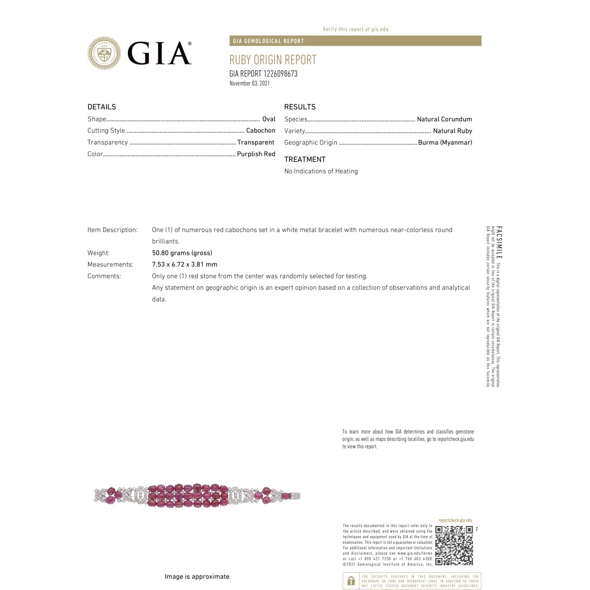 GIA Ruby, Diamond and 18K Bracelet