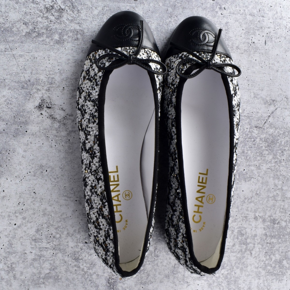 Chanel Double CC Sequin Ballet Flats