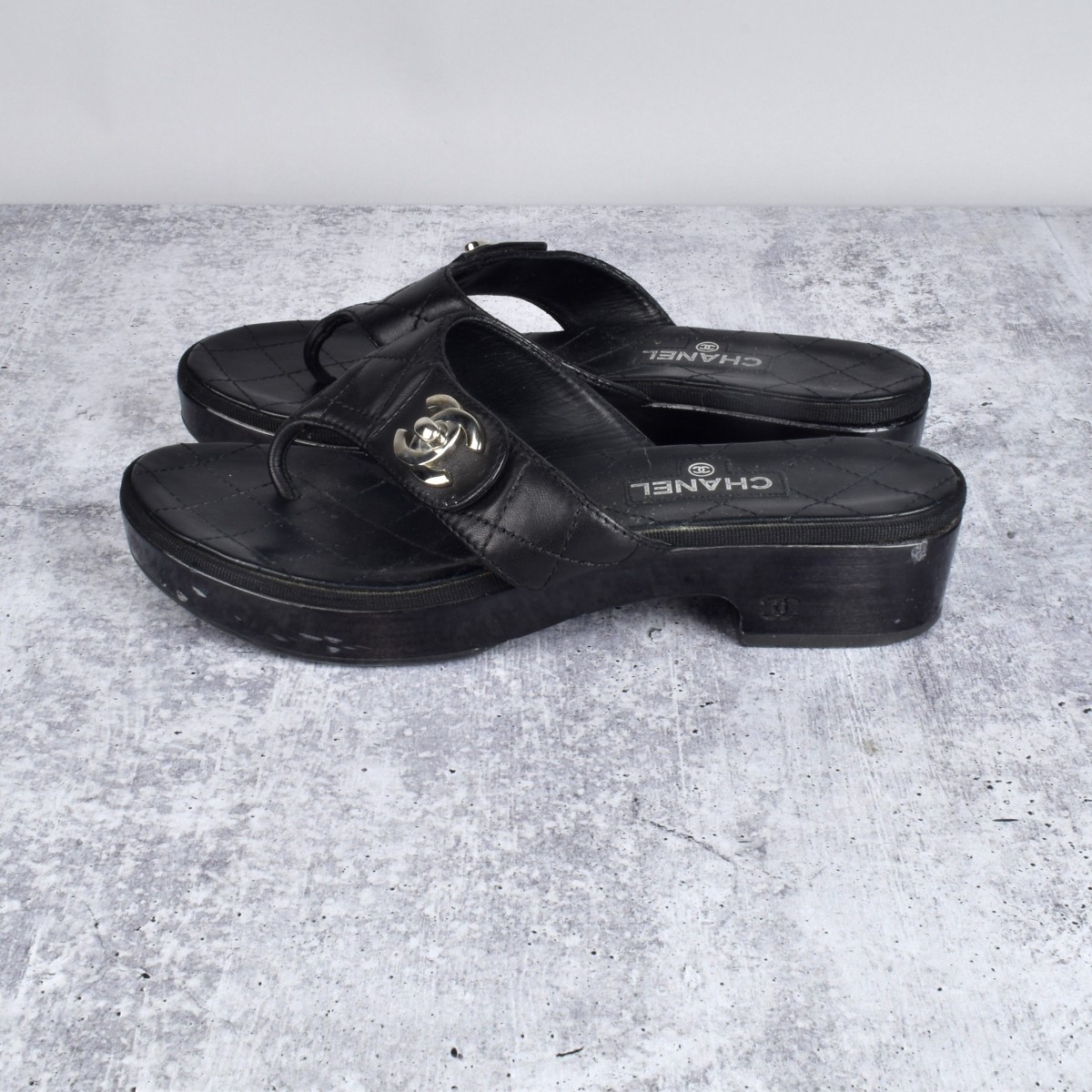 Chanel Interlocking CC Thong Sandals