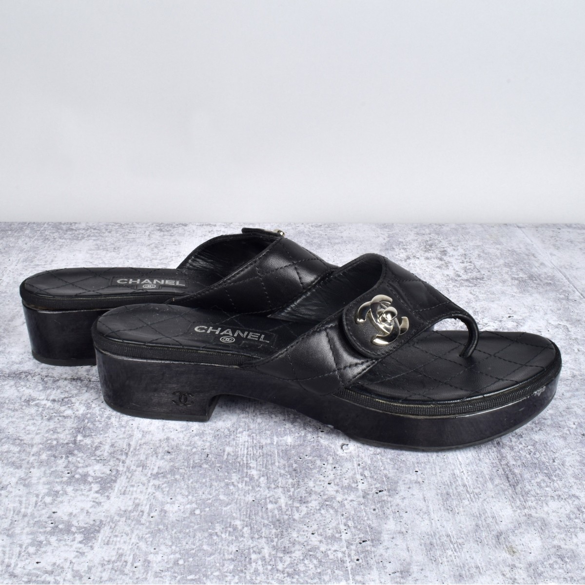 Chanel Interlocking CC Thong Sandals