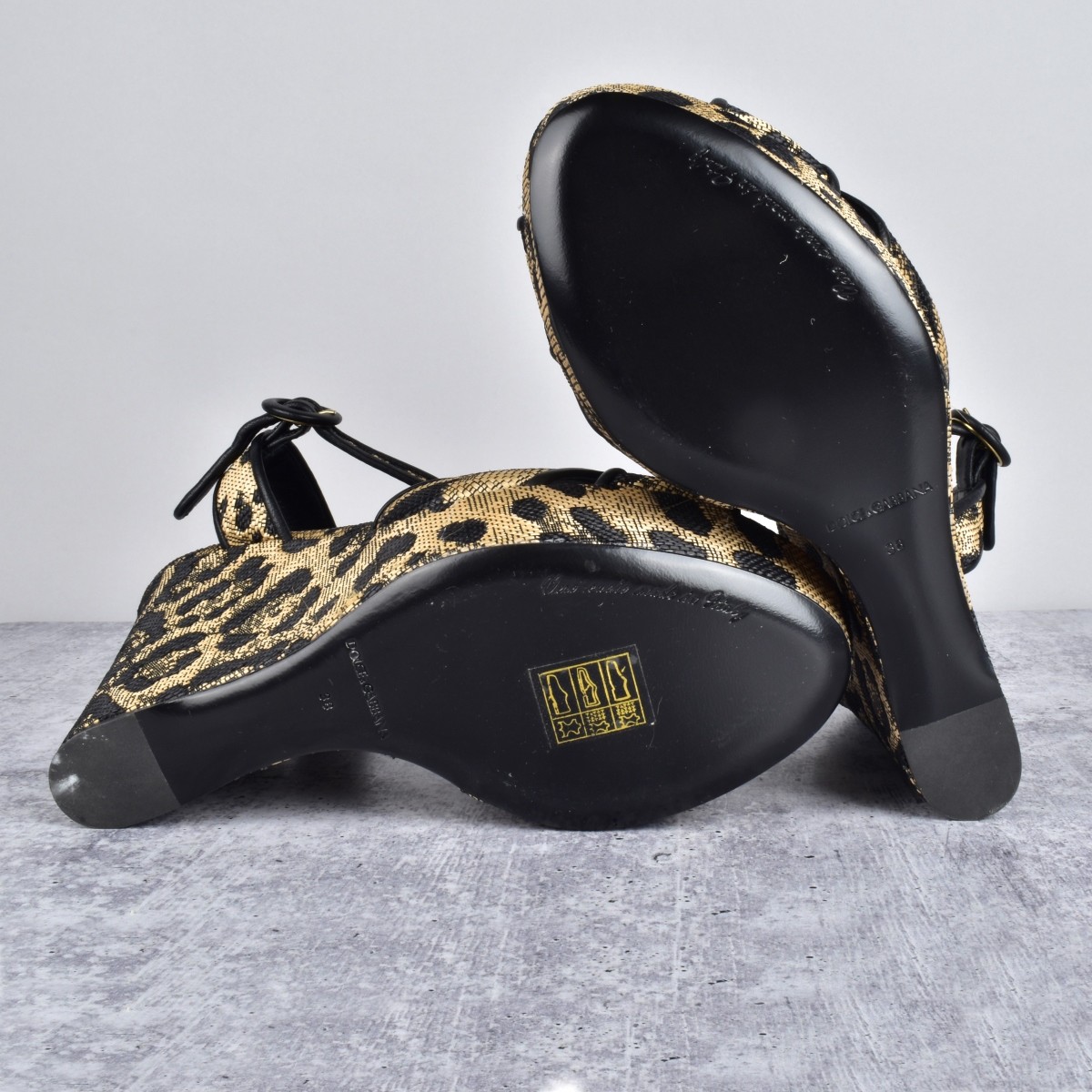 Dolce & Gabanna Raffia Wedge Sandals