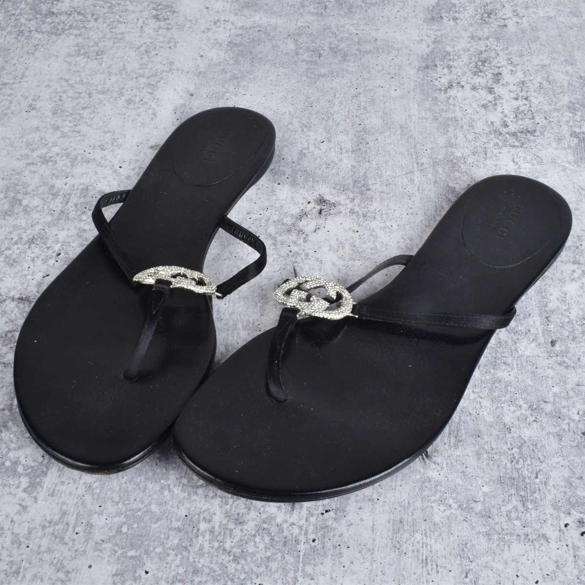 Gucci Double G Crystal Thong Sandals