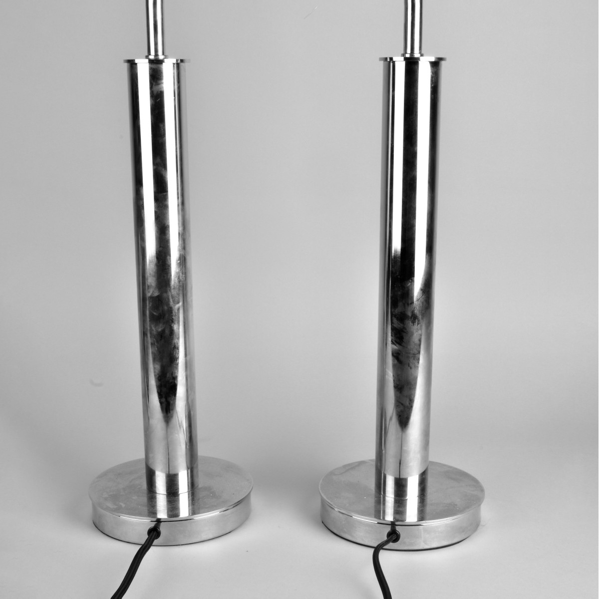 Pair of Modern Chrome Lamps