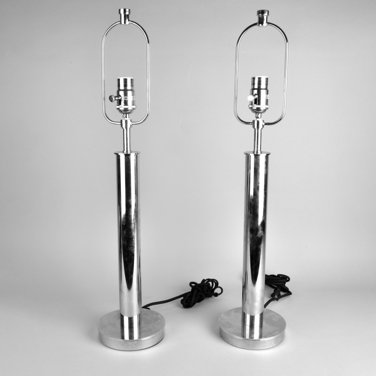 Pair of Modern Chrome Lamps