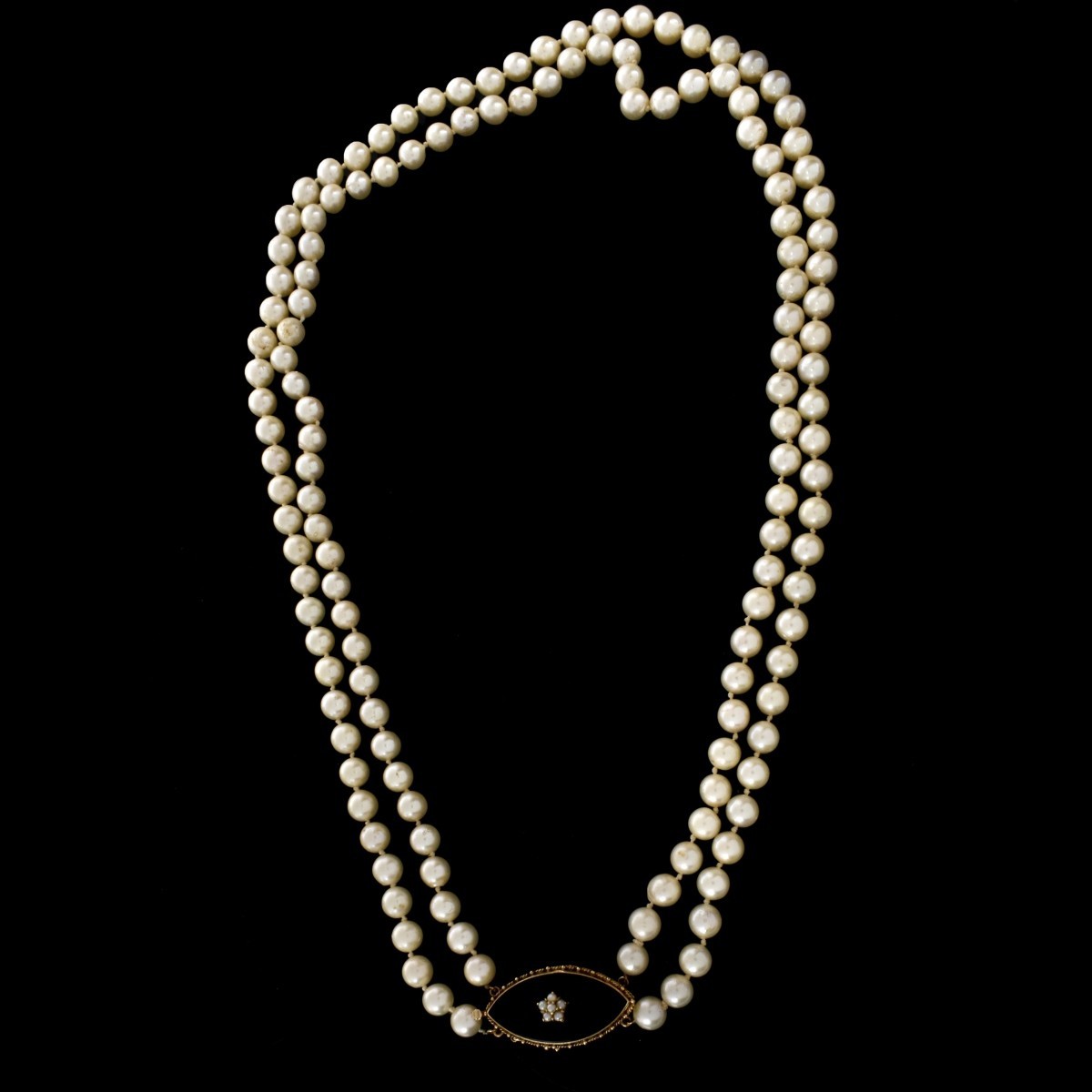 Pearl, Onyx and 14K Necklace