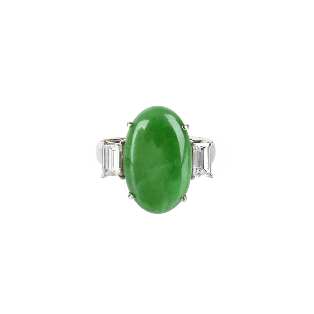 Jade, Diamond and Platinum Ring