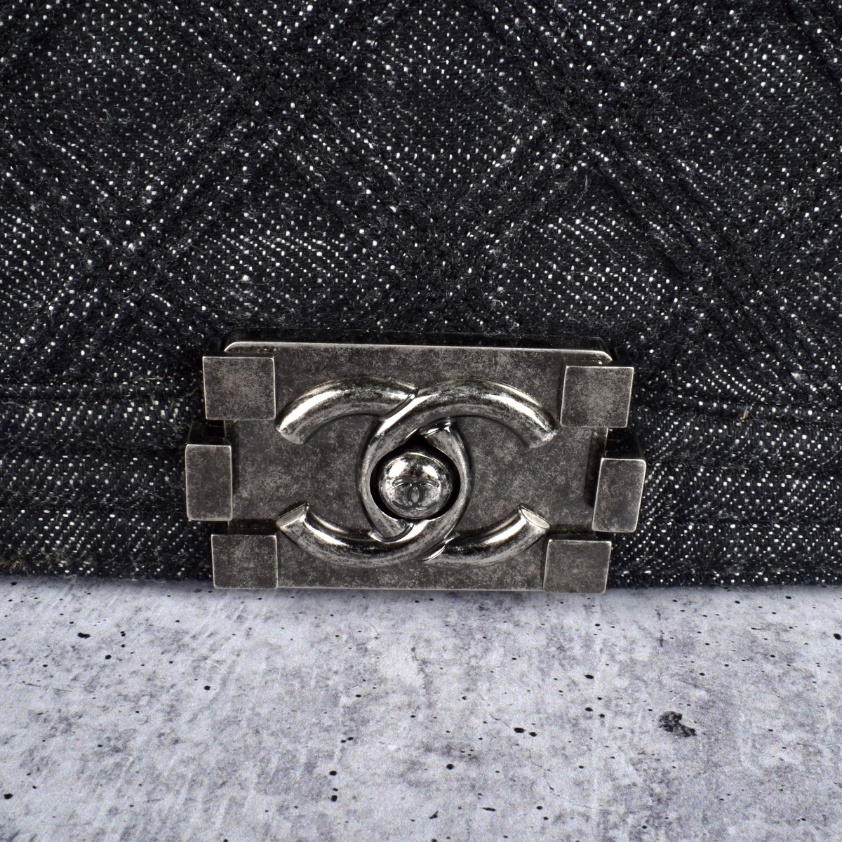 Chanel Dark Quilted Denim Boy Bag