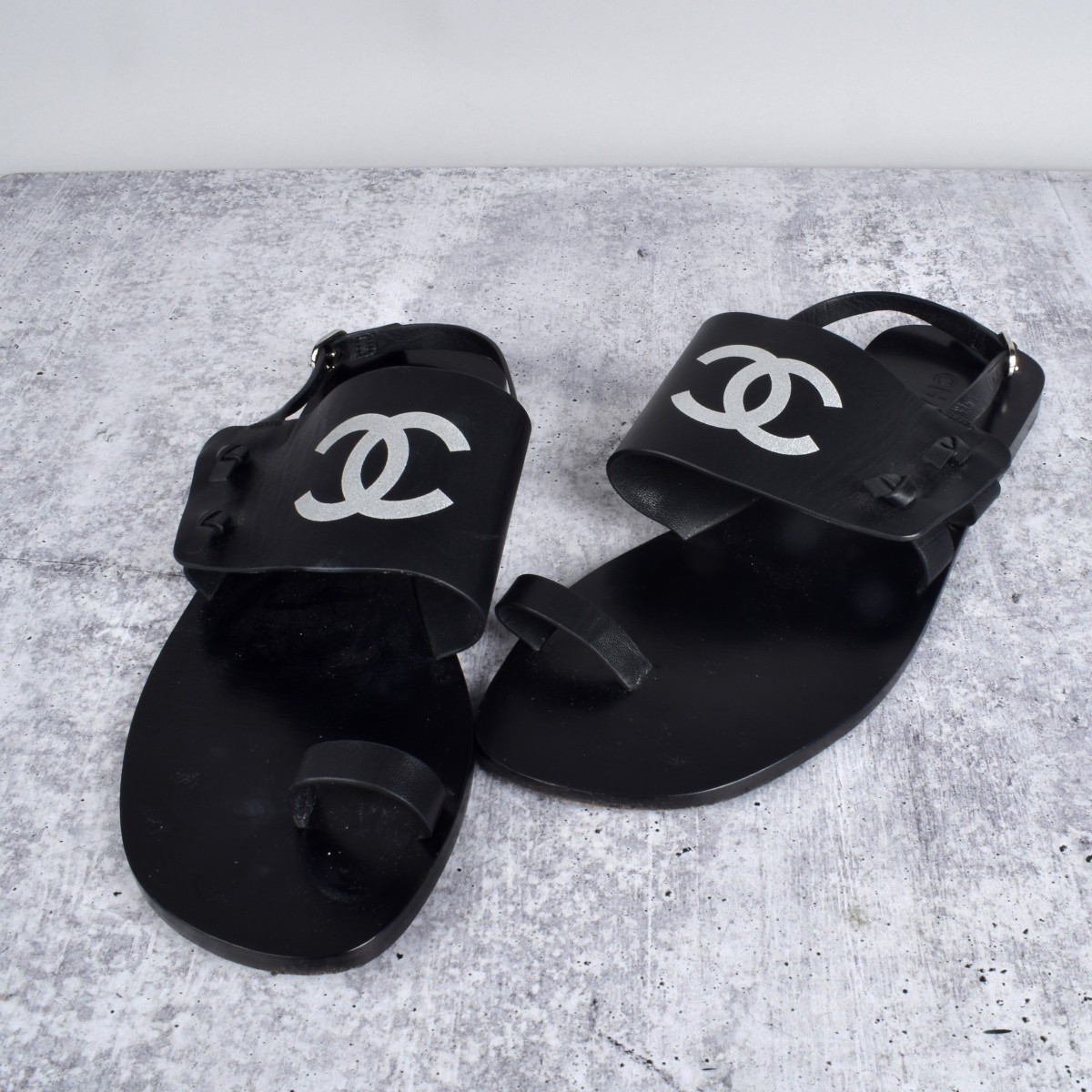 Chanel Black Leather Sandal