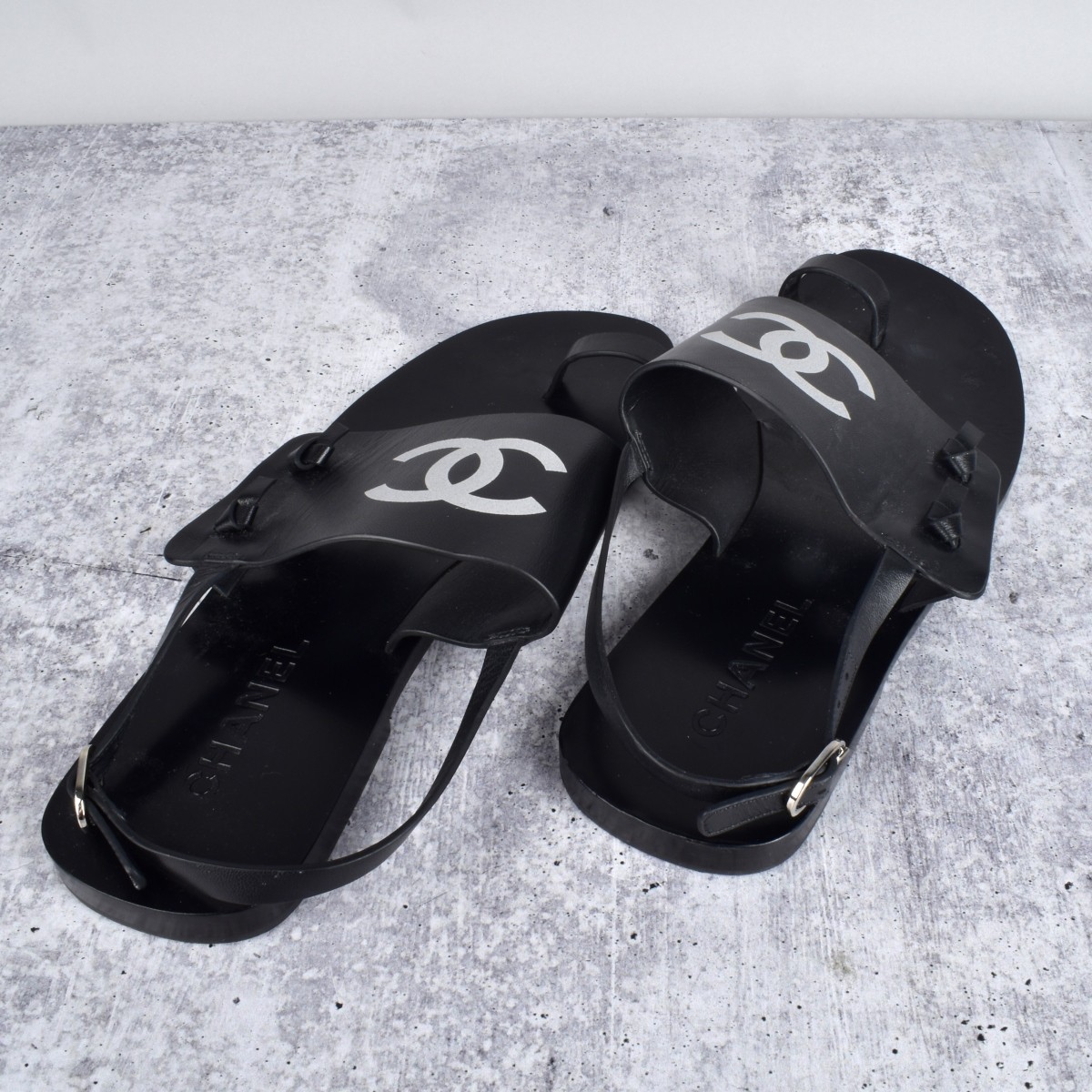 Chanel Black Leather Sandal