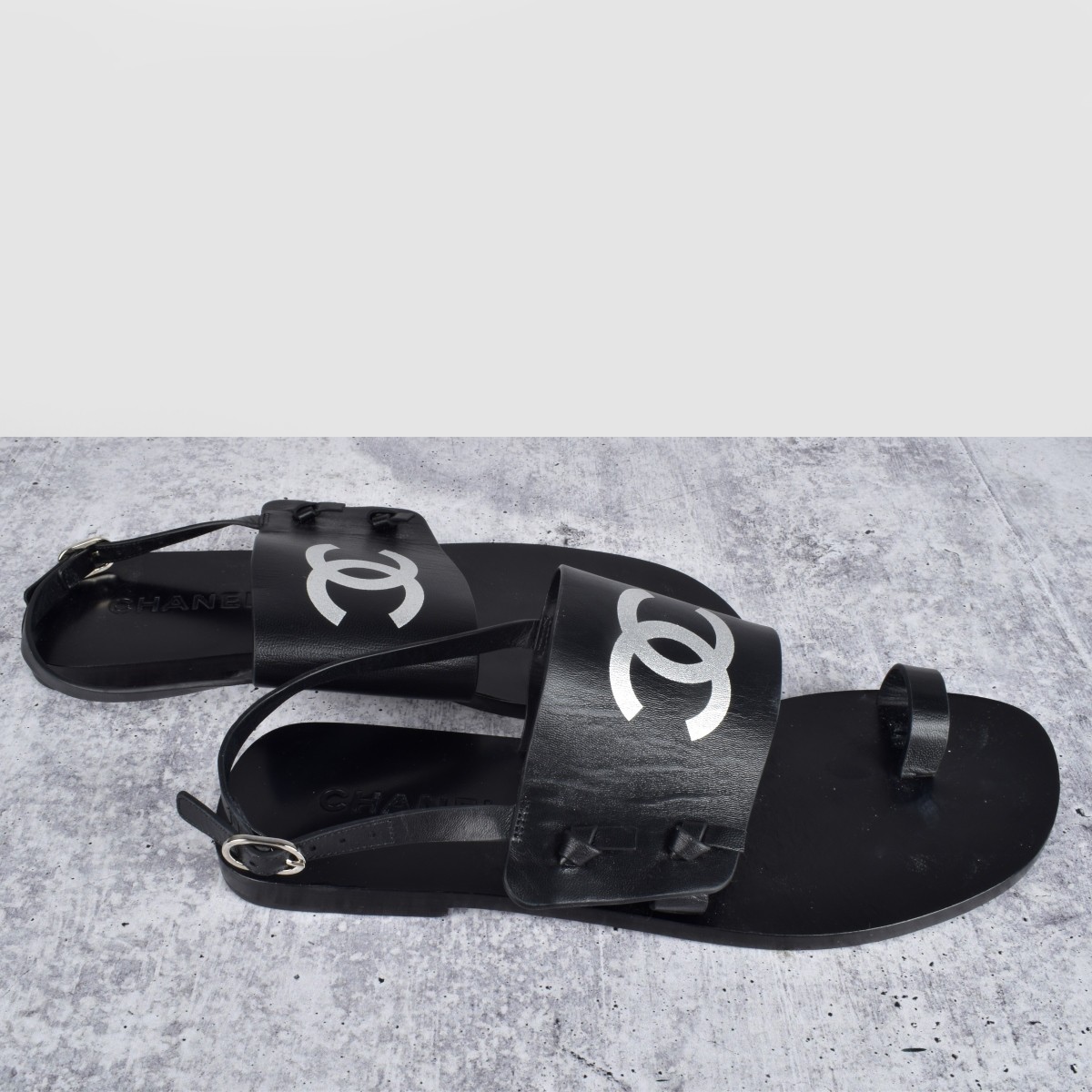 Chanel Black Leather Sandal