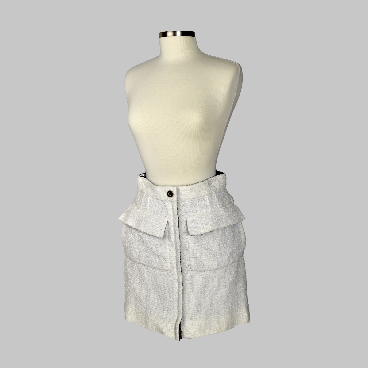 Chanel White Tweed Skirt