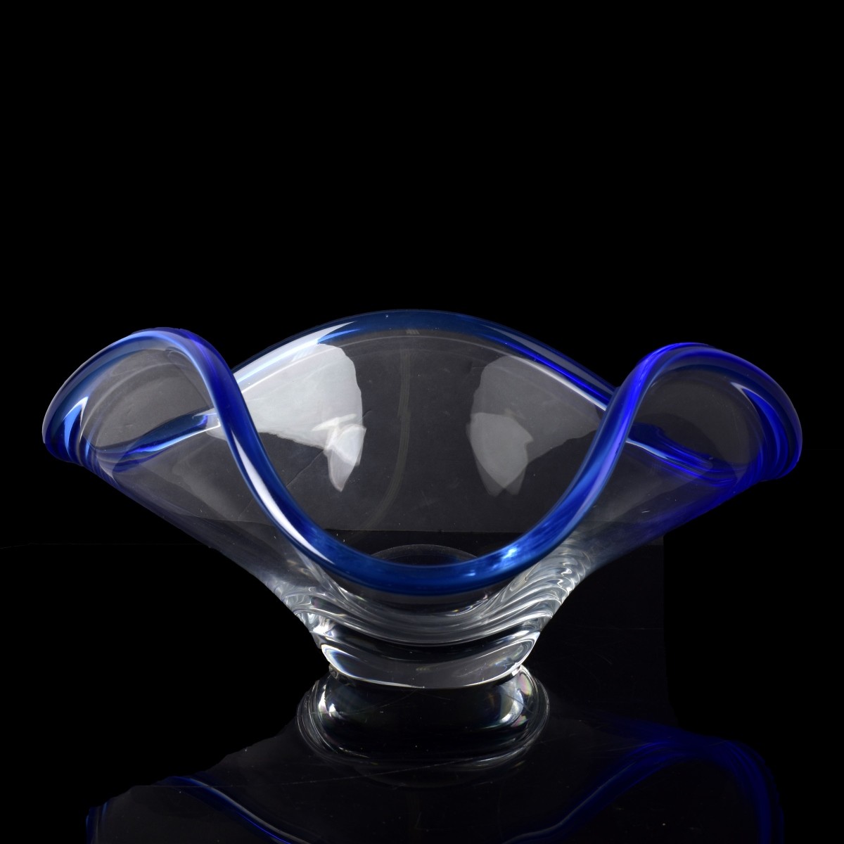 Rosenthal Clear Centerpiece Bowl with Blue Trim