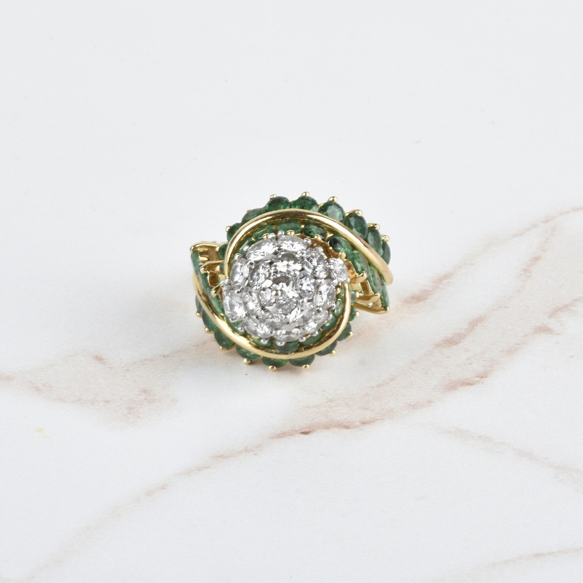 Diamond, Emerald and 18K Ring