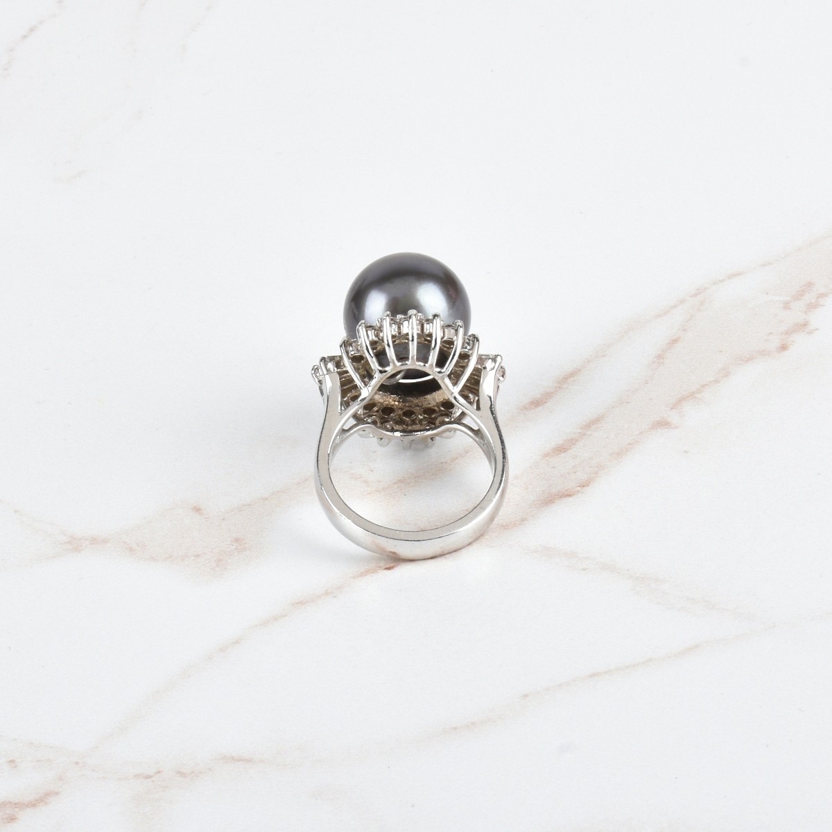 Pearl, Diamond and 14K Ring