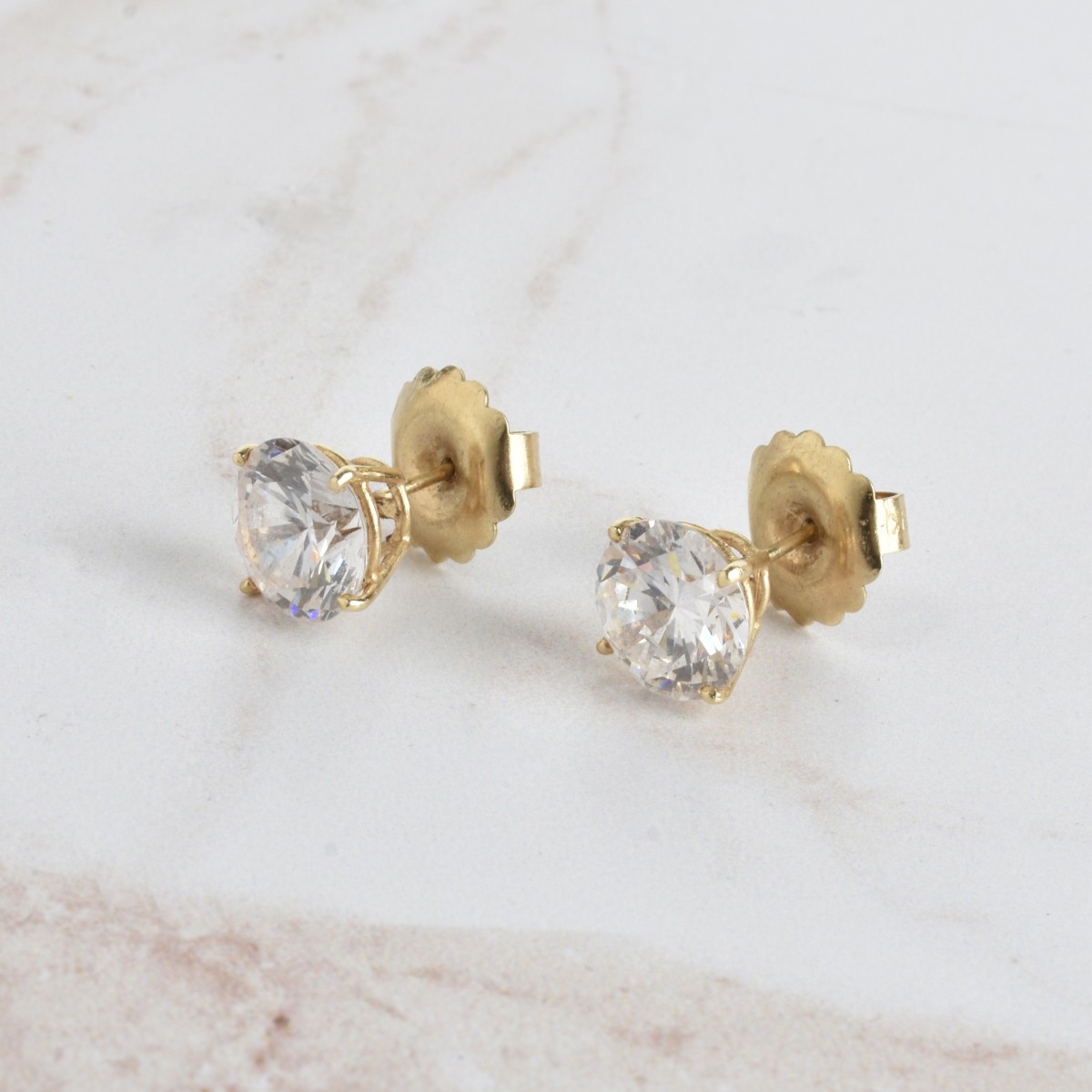 CZ and 14K Ear Studs