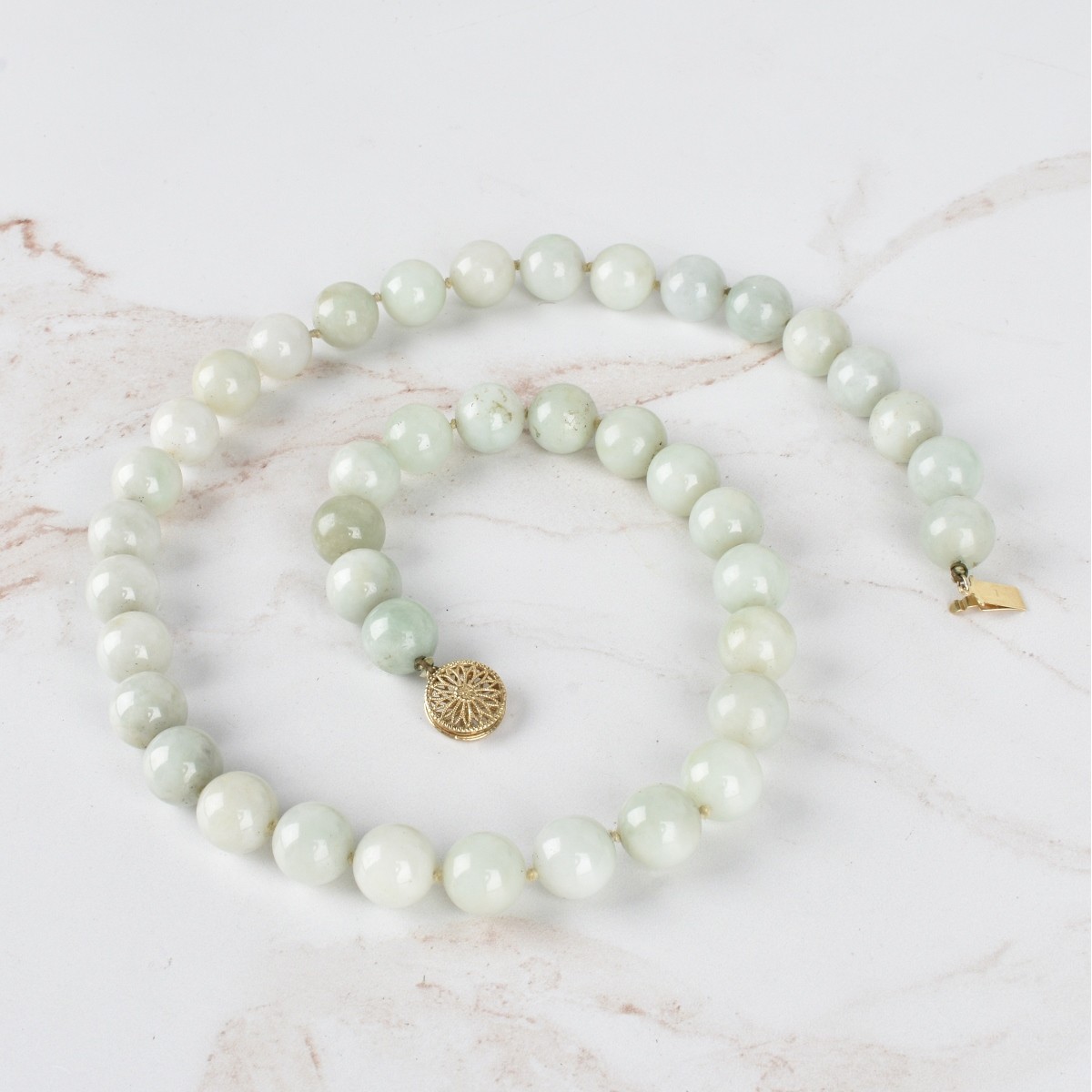 Jade Bead and 14K Necklace