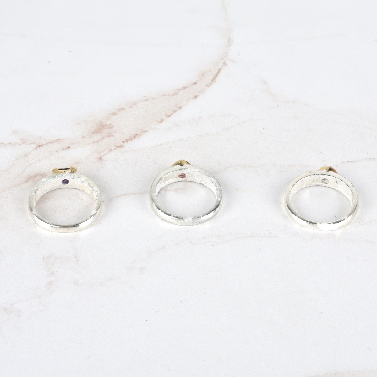 Gemstone, 18K and Silver Rings