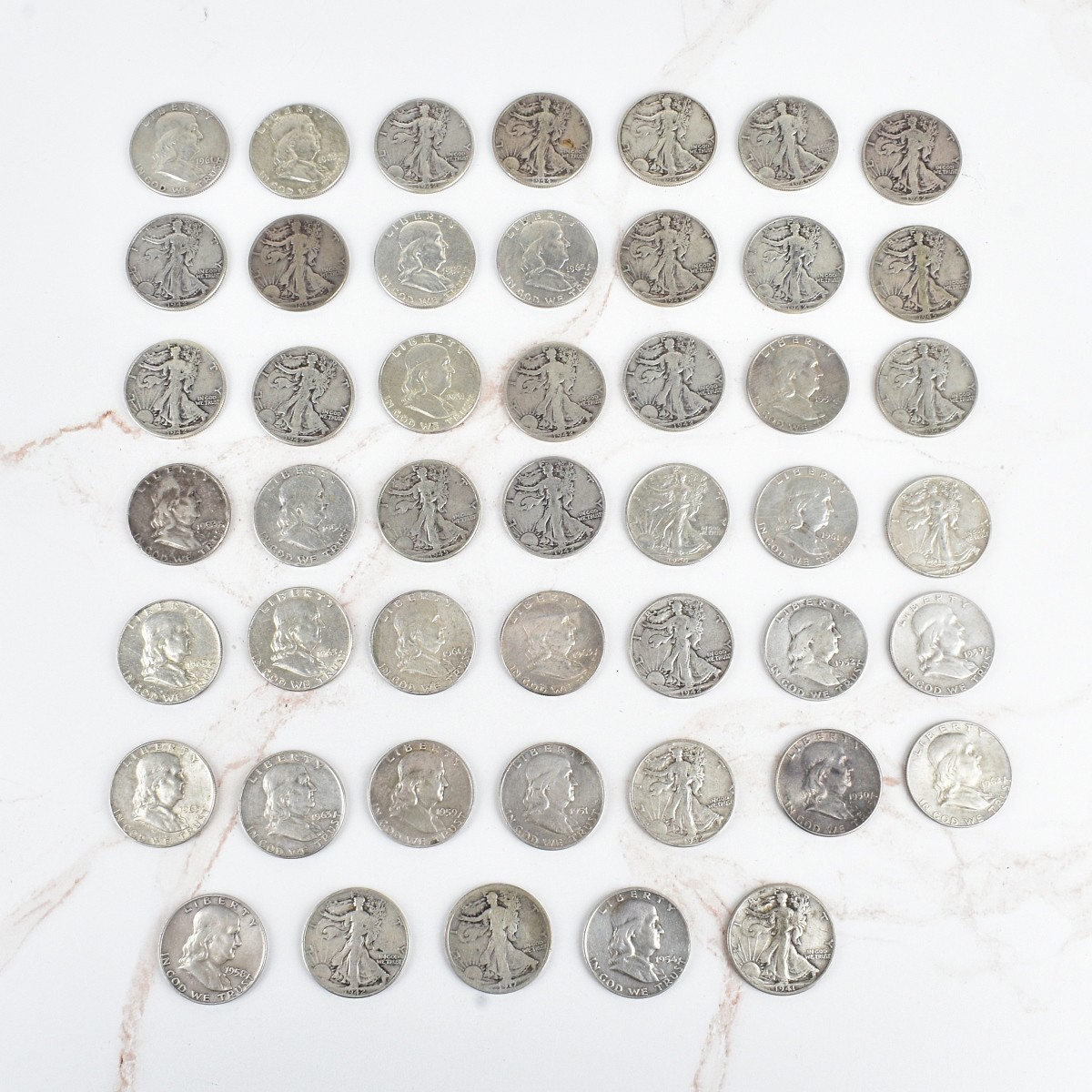 (47) U.S. Silver Half Dollars