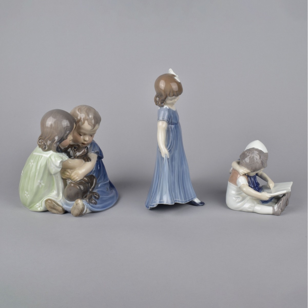 Three Vintage Glazed Porcelain Figurines