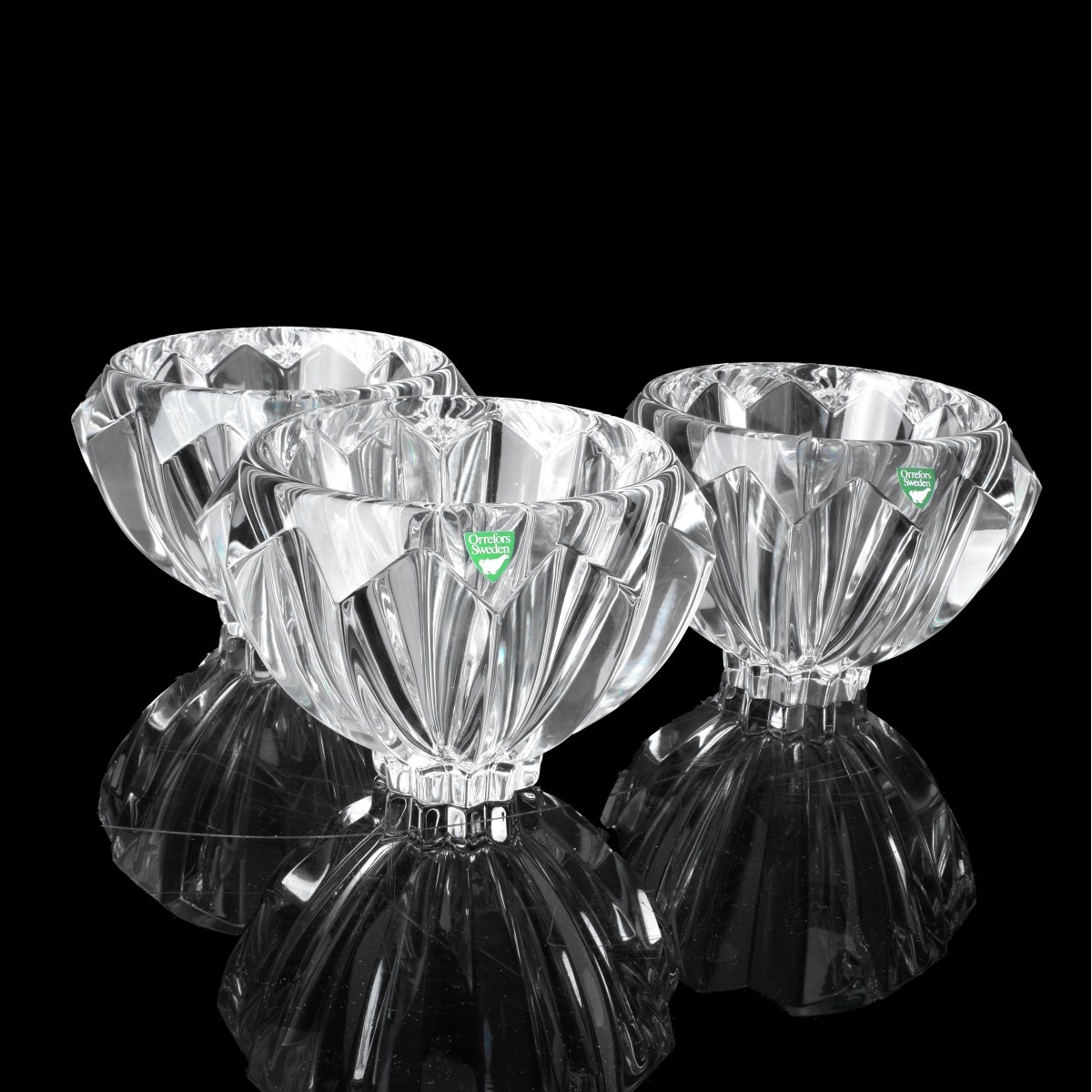 Three Orrefors Crystal Bowls