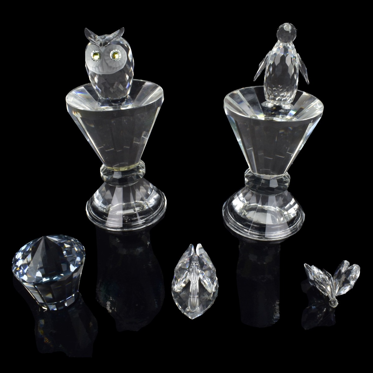 Seven Vintage Swarovski Crystal Tableware