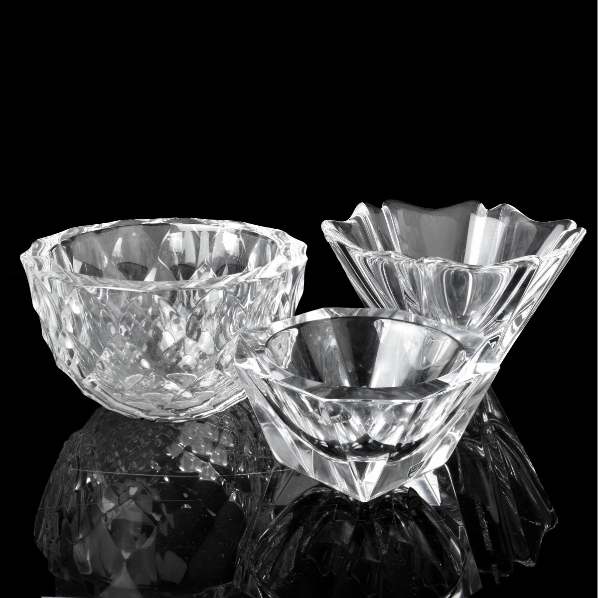 Three Orrefors Crystal Bowls