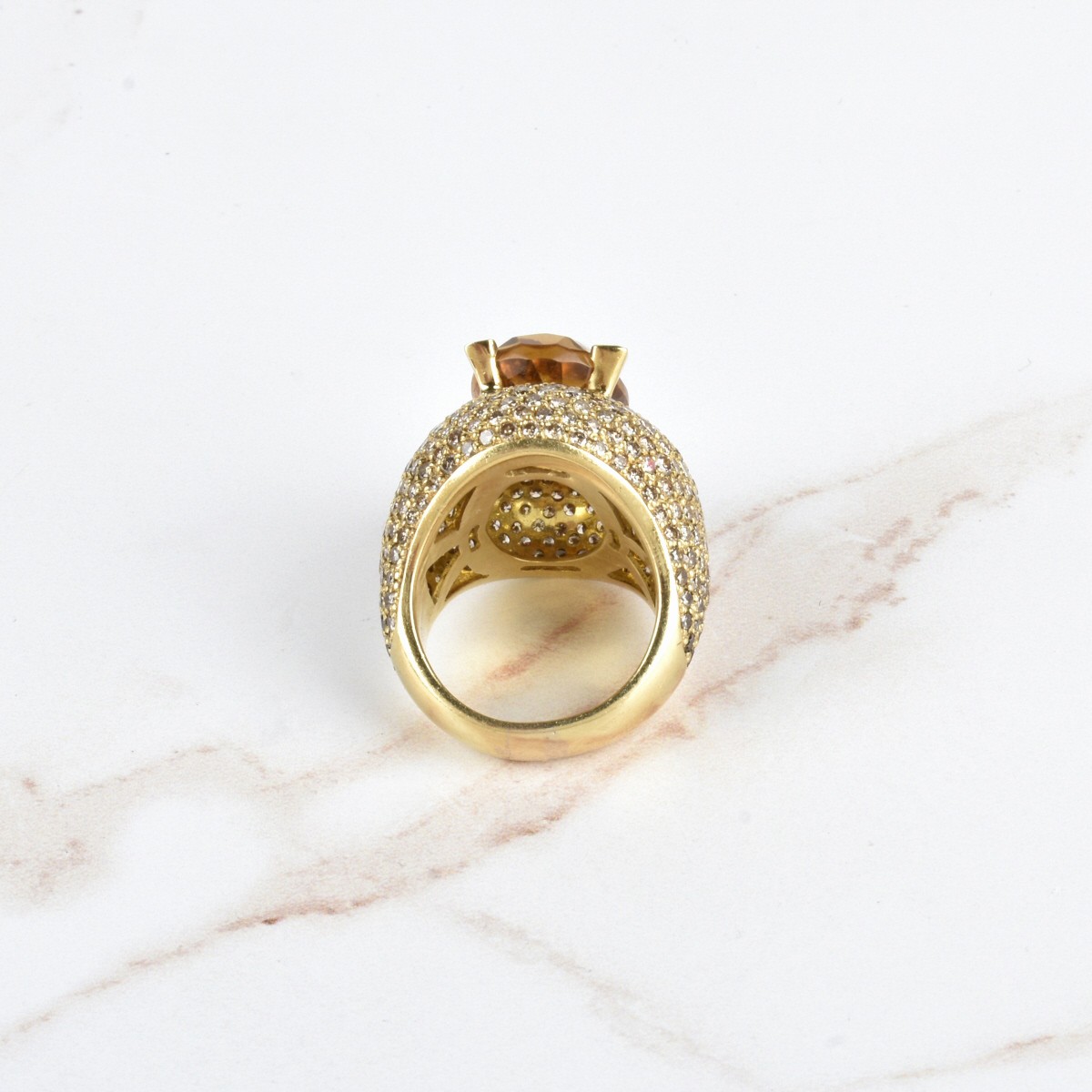 Citrine, Diamond and 18K Ring