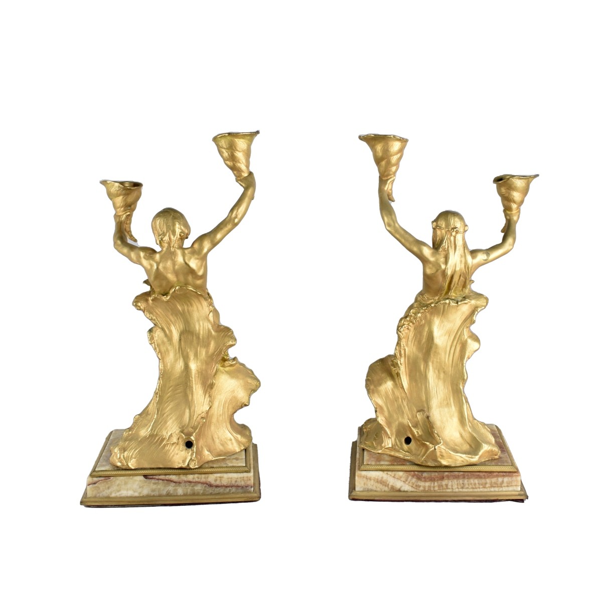 Art Nouveau Bronze Clock Garniture