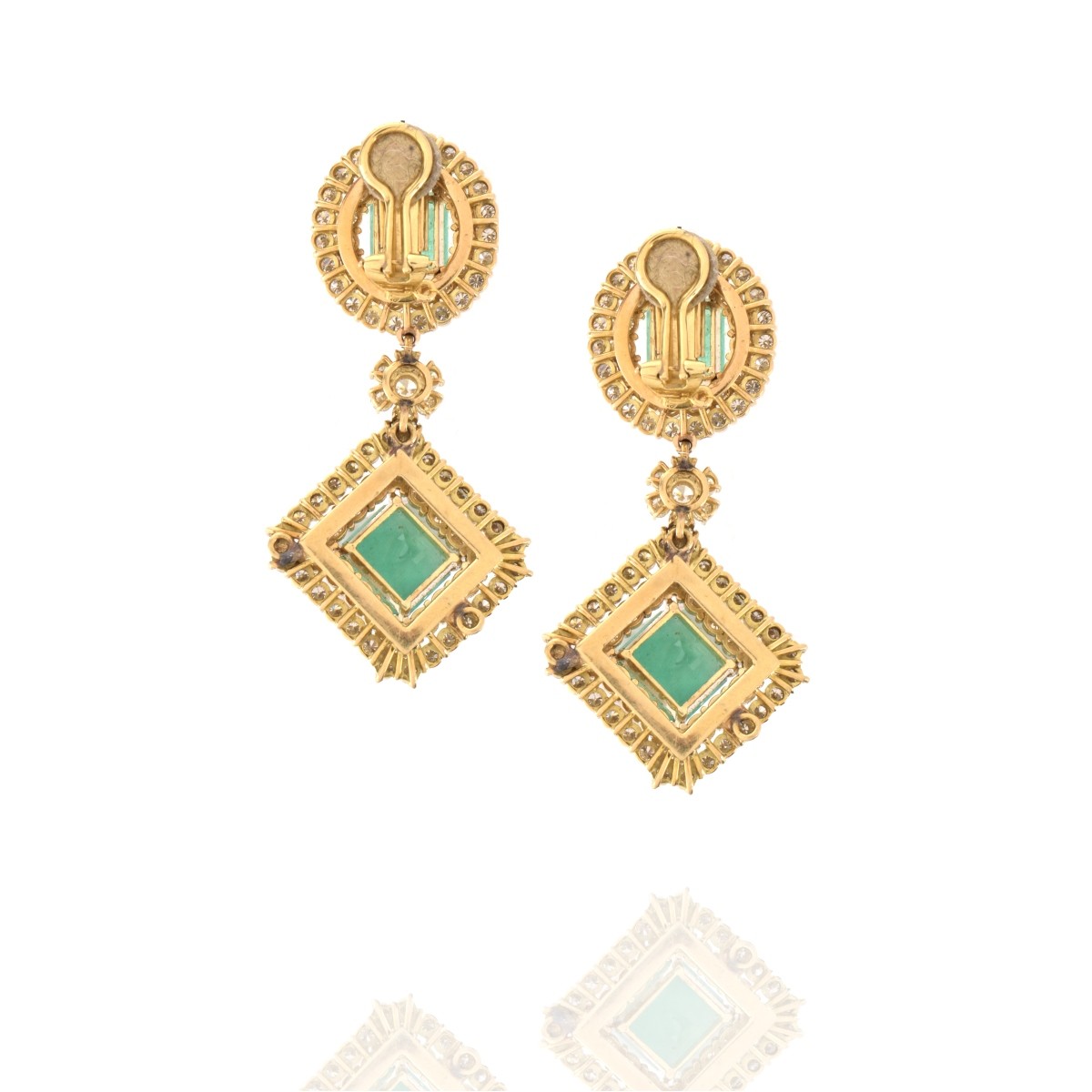 Emerald, Diamond and 18K Earrings