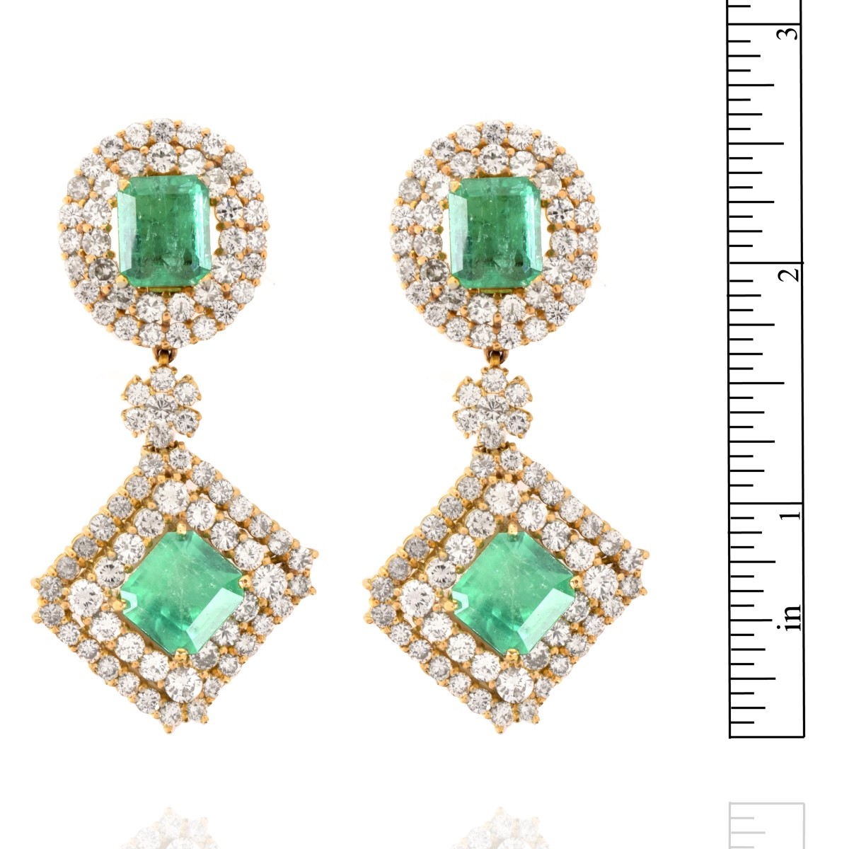 Emerald, Diamond and 18K Earrings