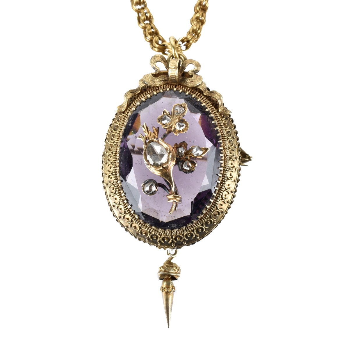 Amethyst, Diamond and 14K Jewelry Suite