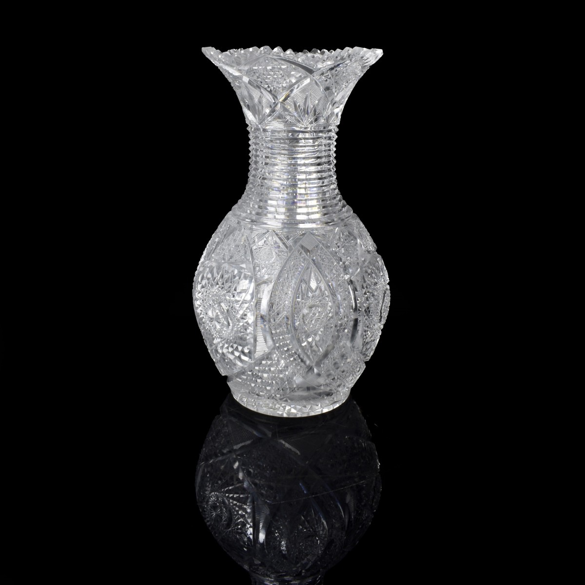 Large Antique Fine Cut Crystal Vase