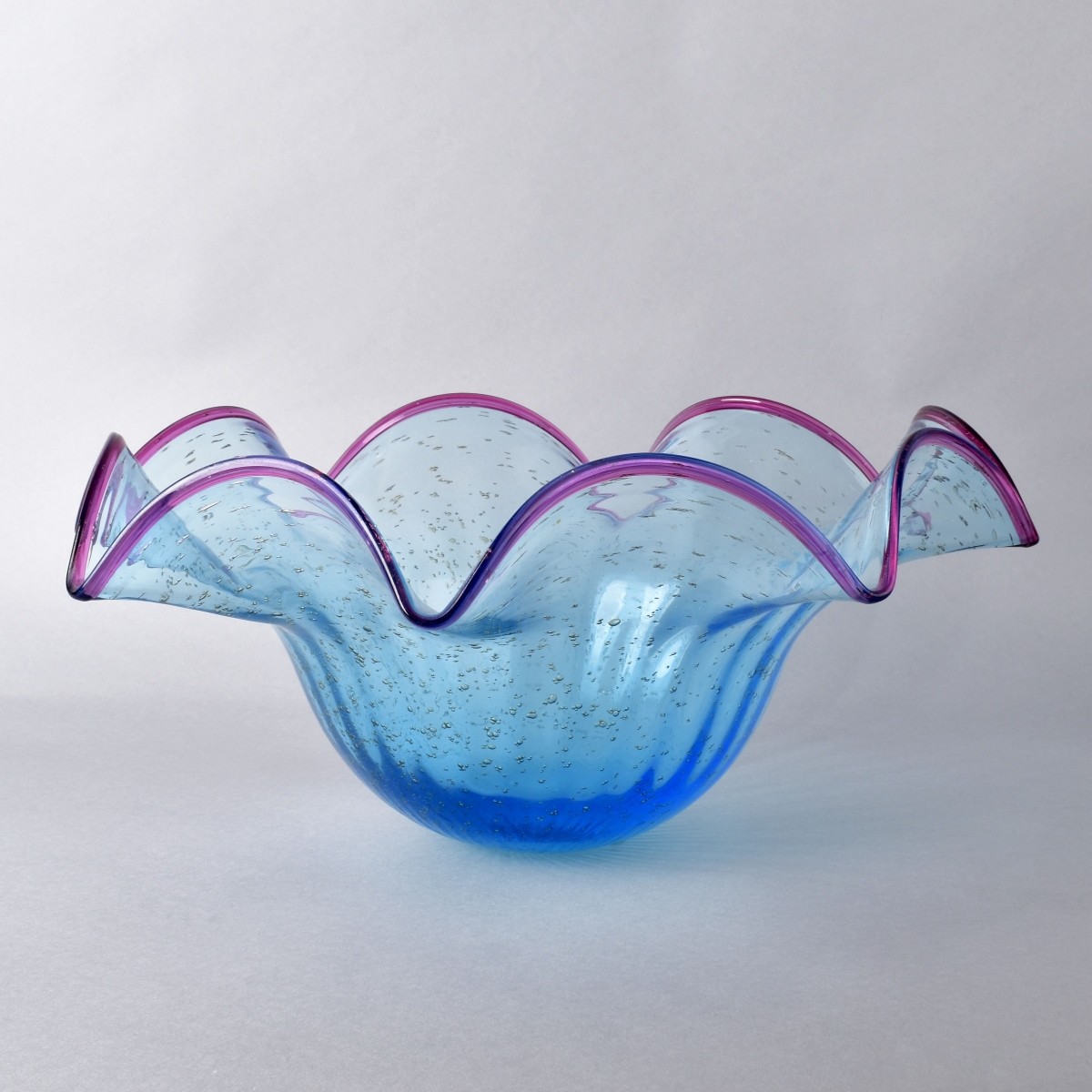 Large Art Glass Handkerchief Bowl