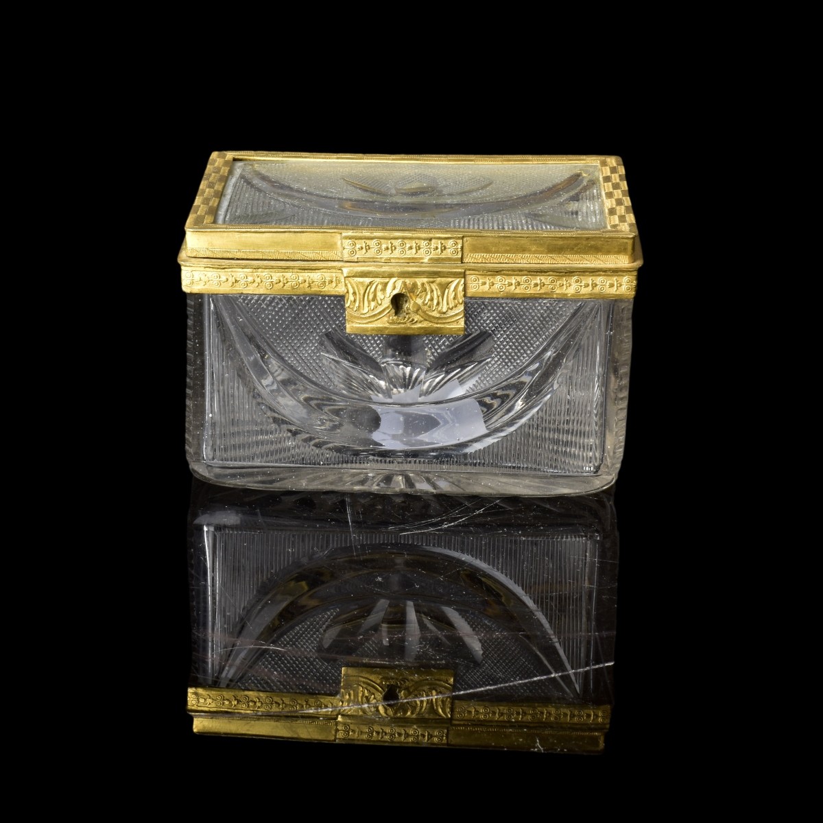 Antique French Crystal Box with Bronze Mounts