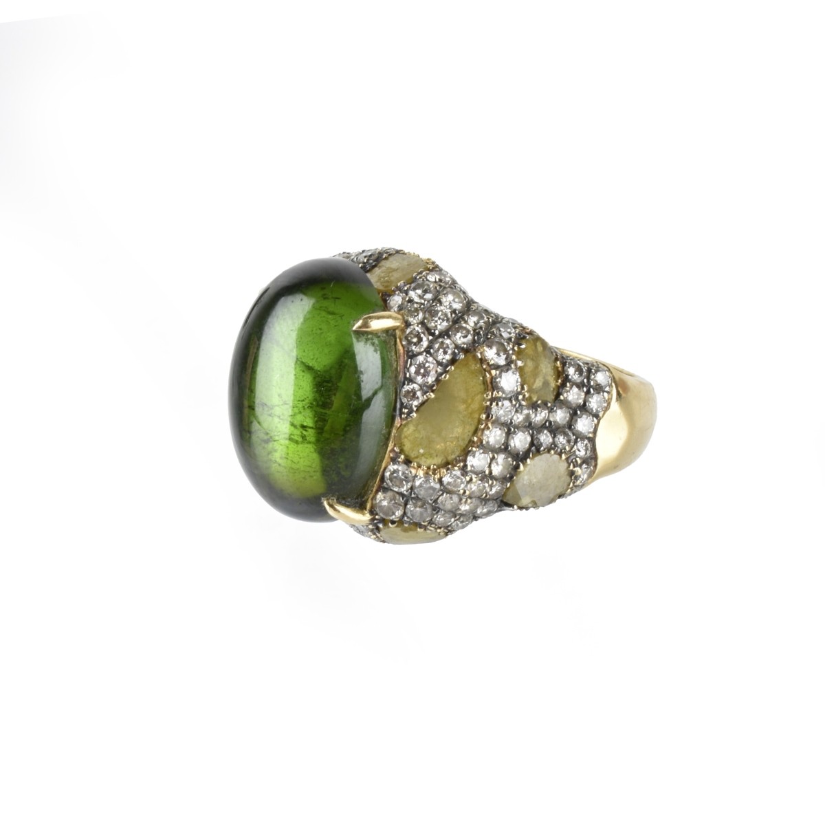 Peridot, Diamond and 18K Ring