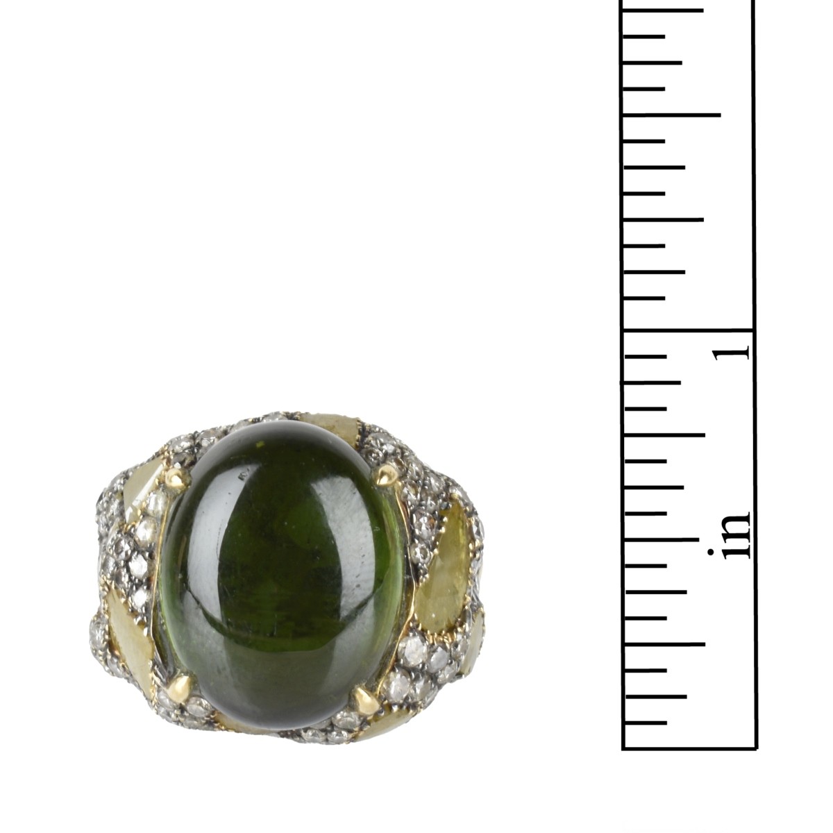 Peridot, Diamond and 18K Ring