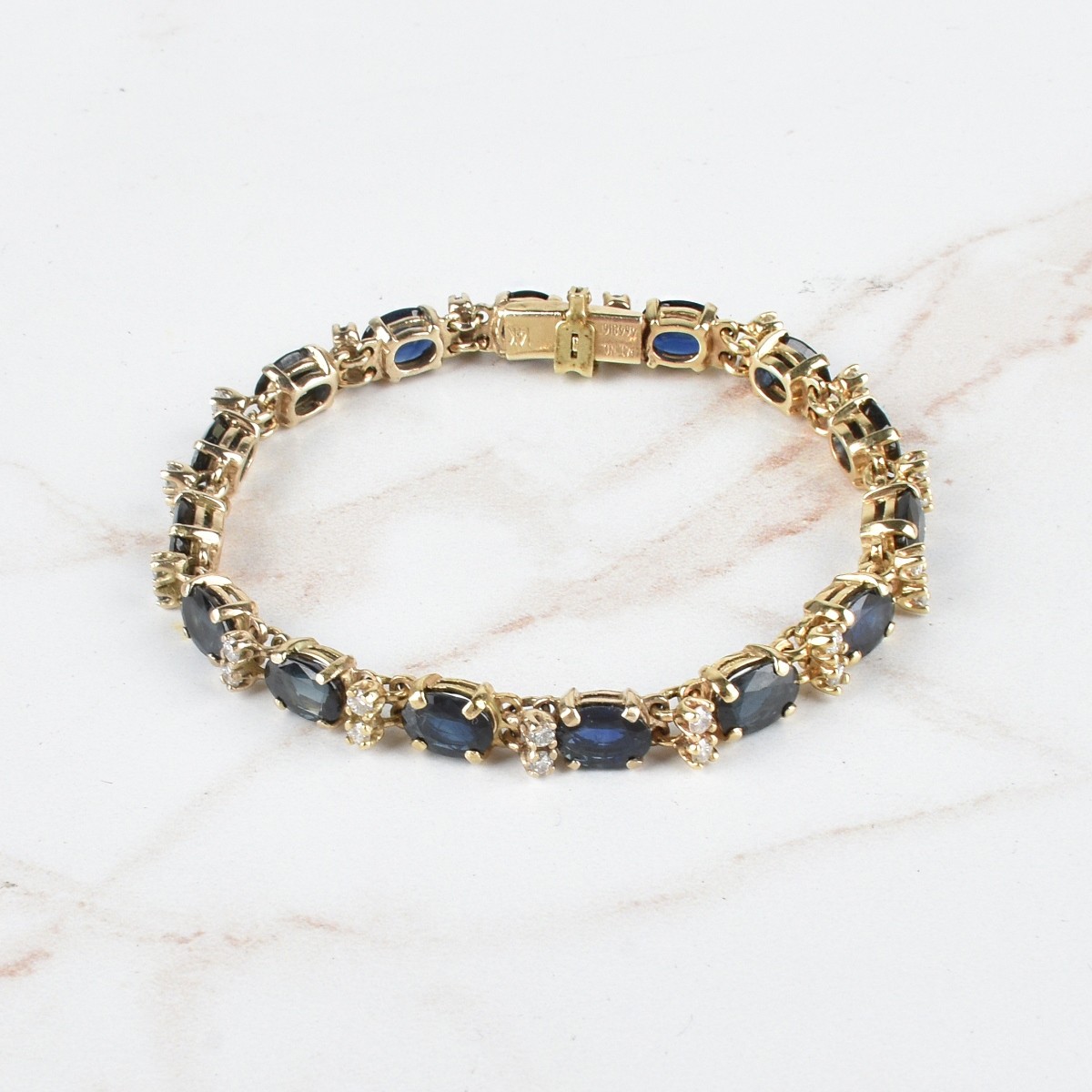 Sapphire, Diamond and 14K Bracelet