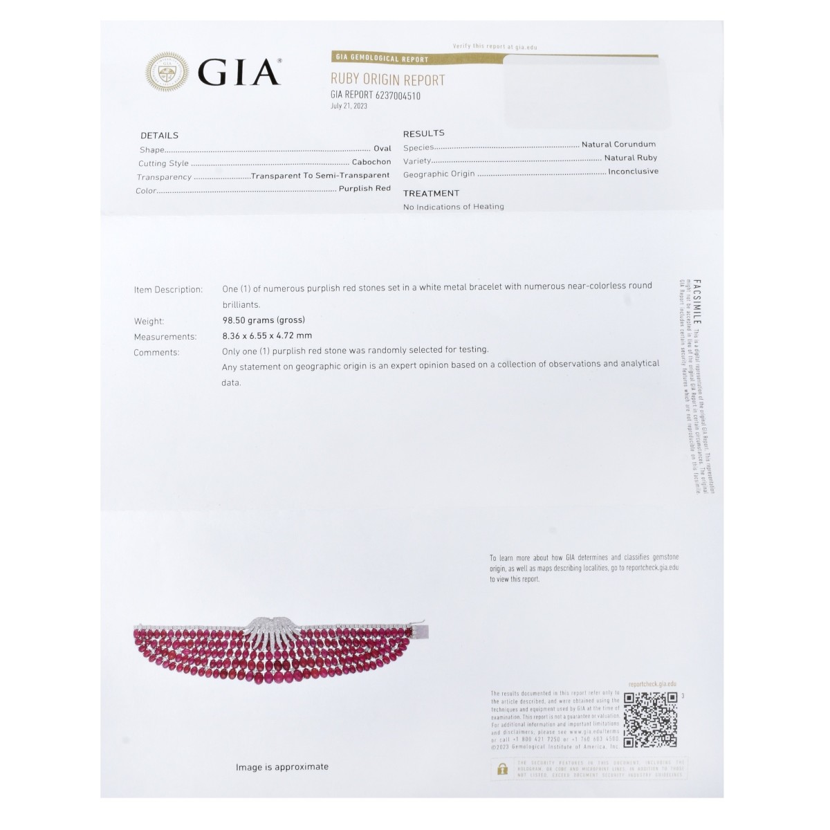 GIA Ruby, Diamond and 18K Bracelet