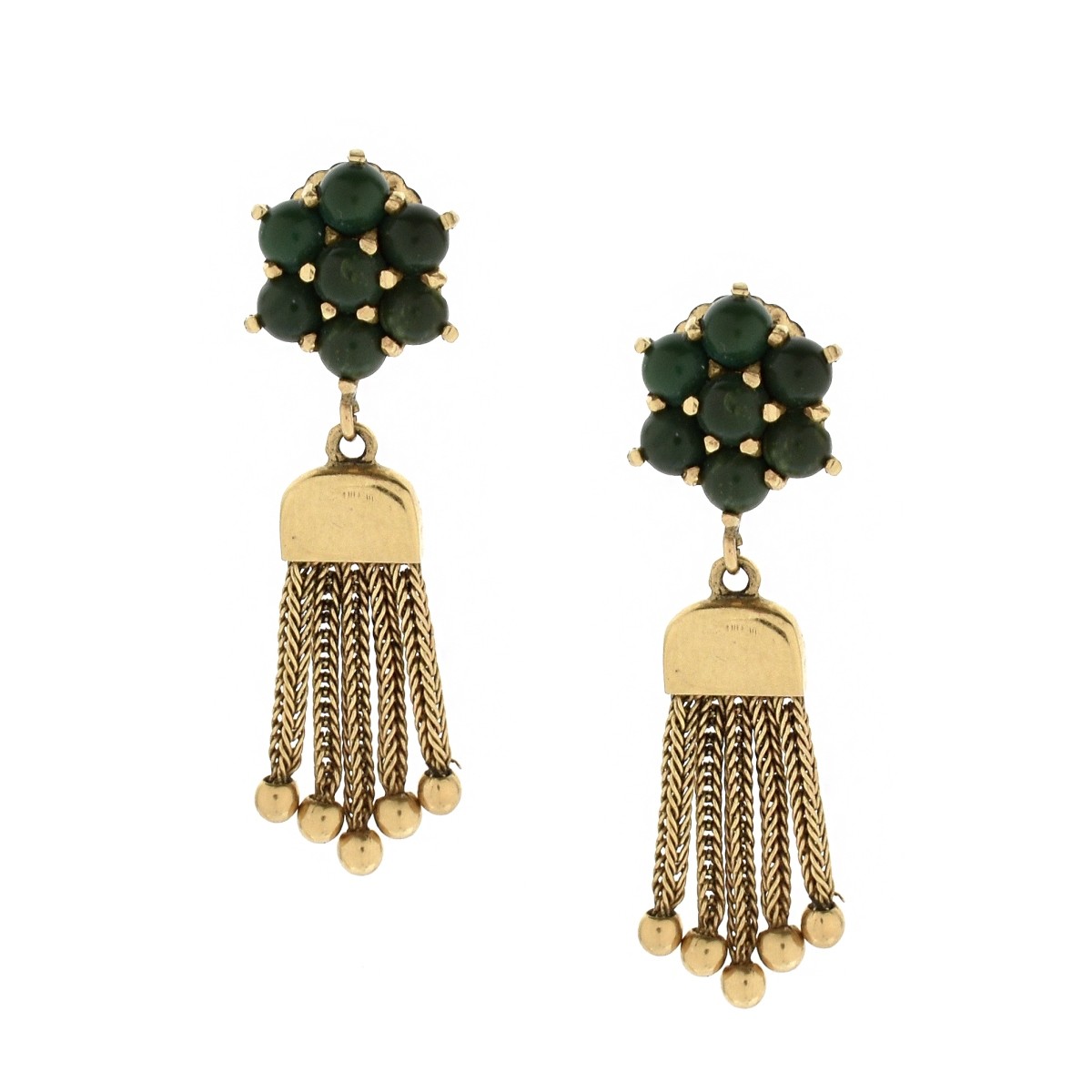 Vintage 14K & Malachite Earrings