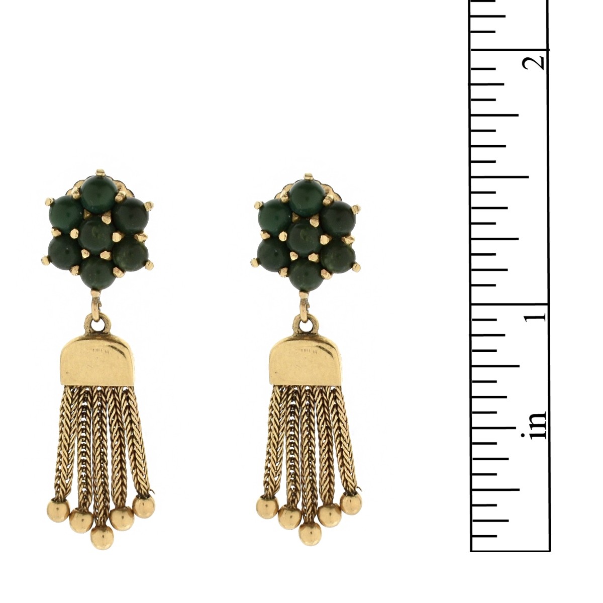 Vintage 14K & Malachite Earrings